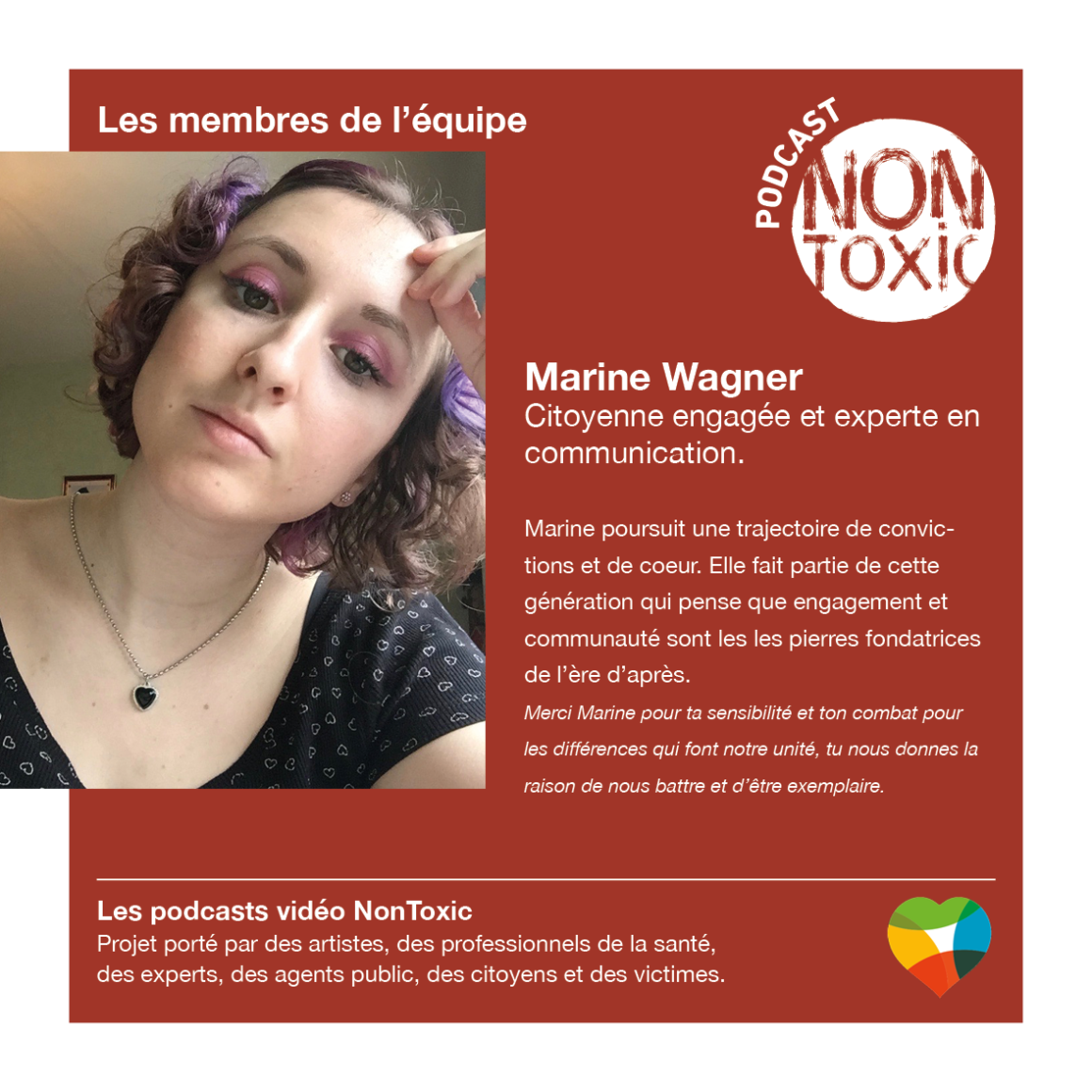 Présentation de Marine Wagner membre de l'équipe du projet des podcasts vidéos NonToxic.